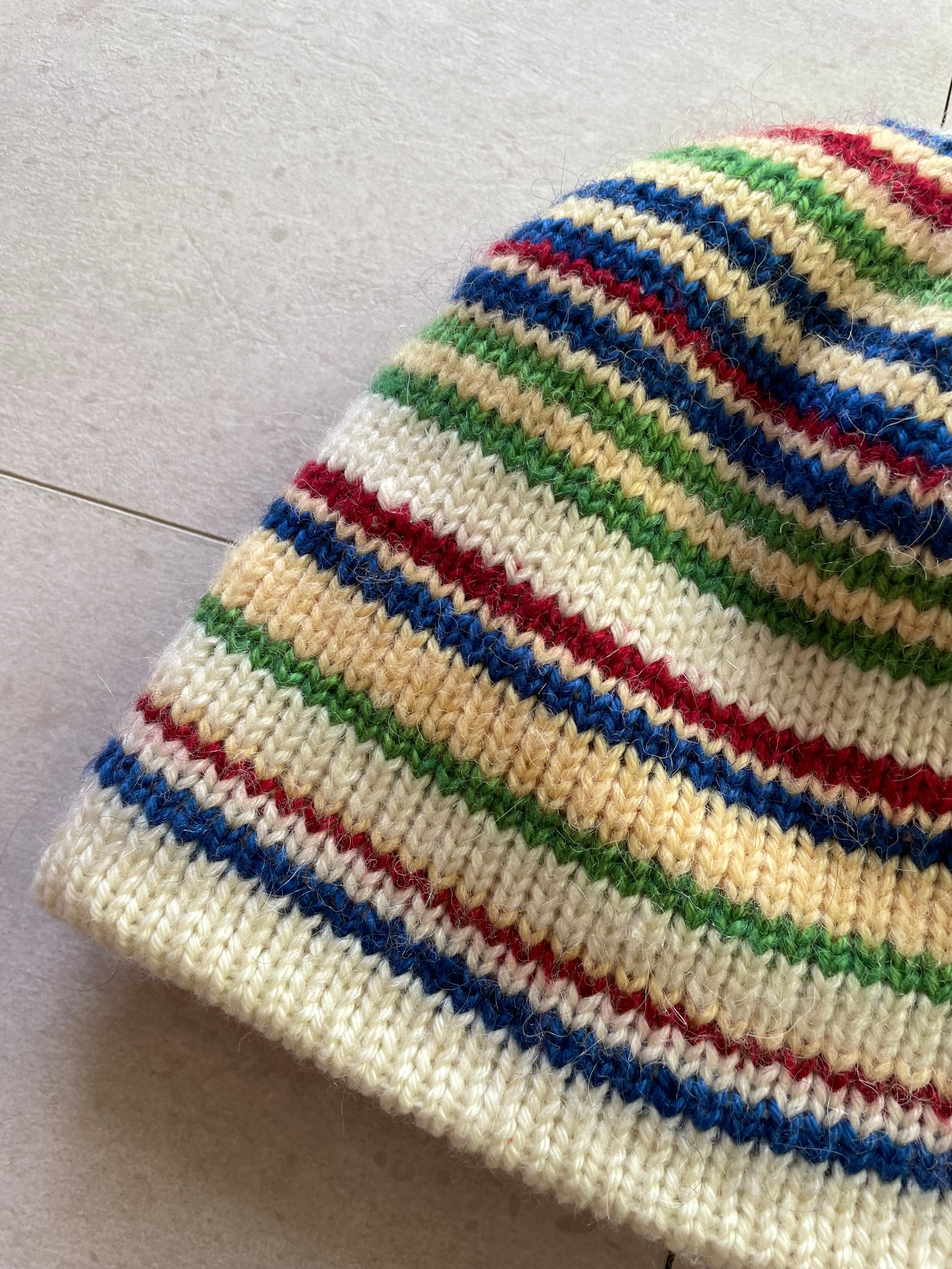 Reversible multi coloured striped beanie
