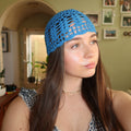 Dark blue crochet mesh hat