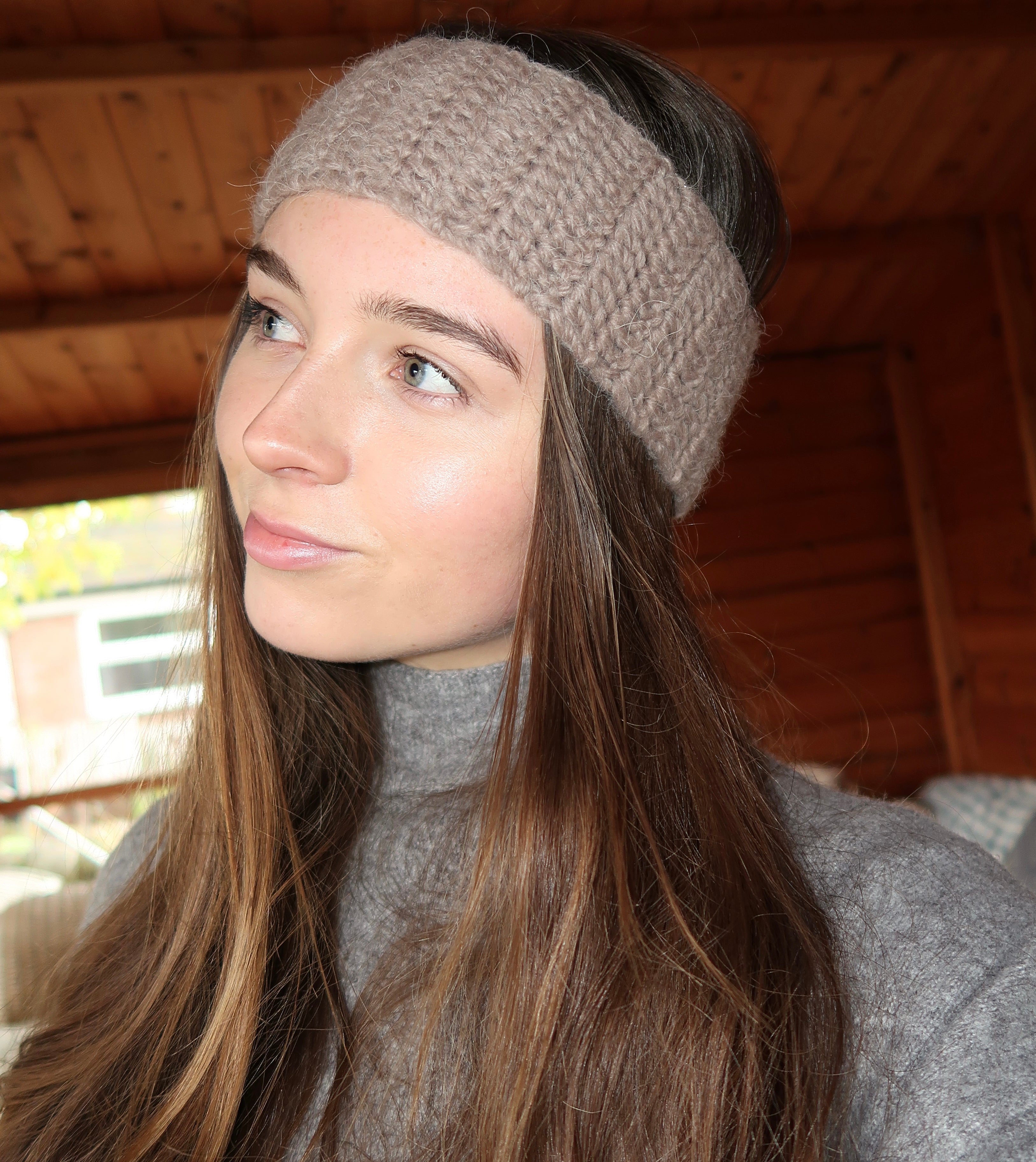 Mink brown crochet headband