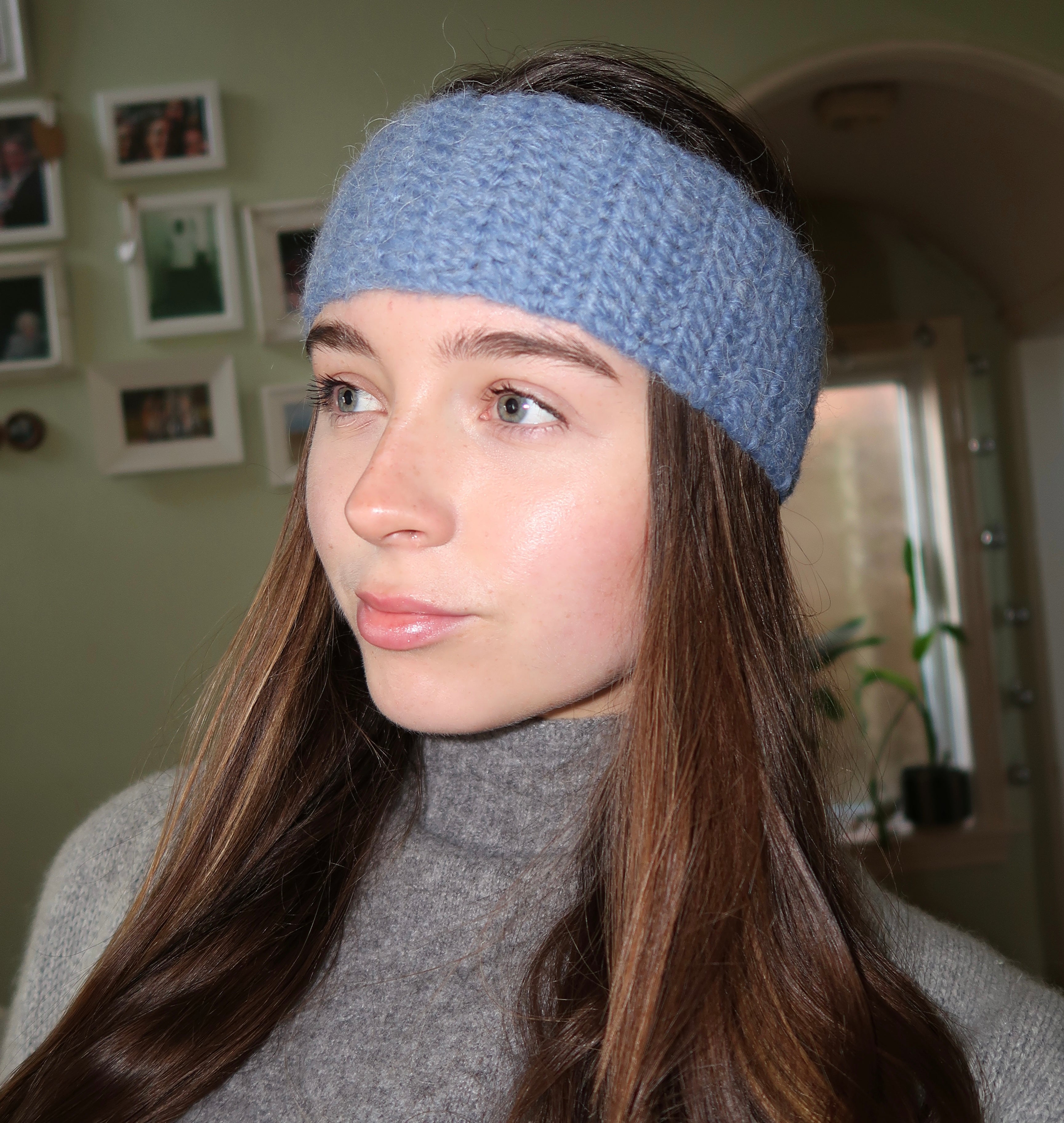 Blue crochet headband