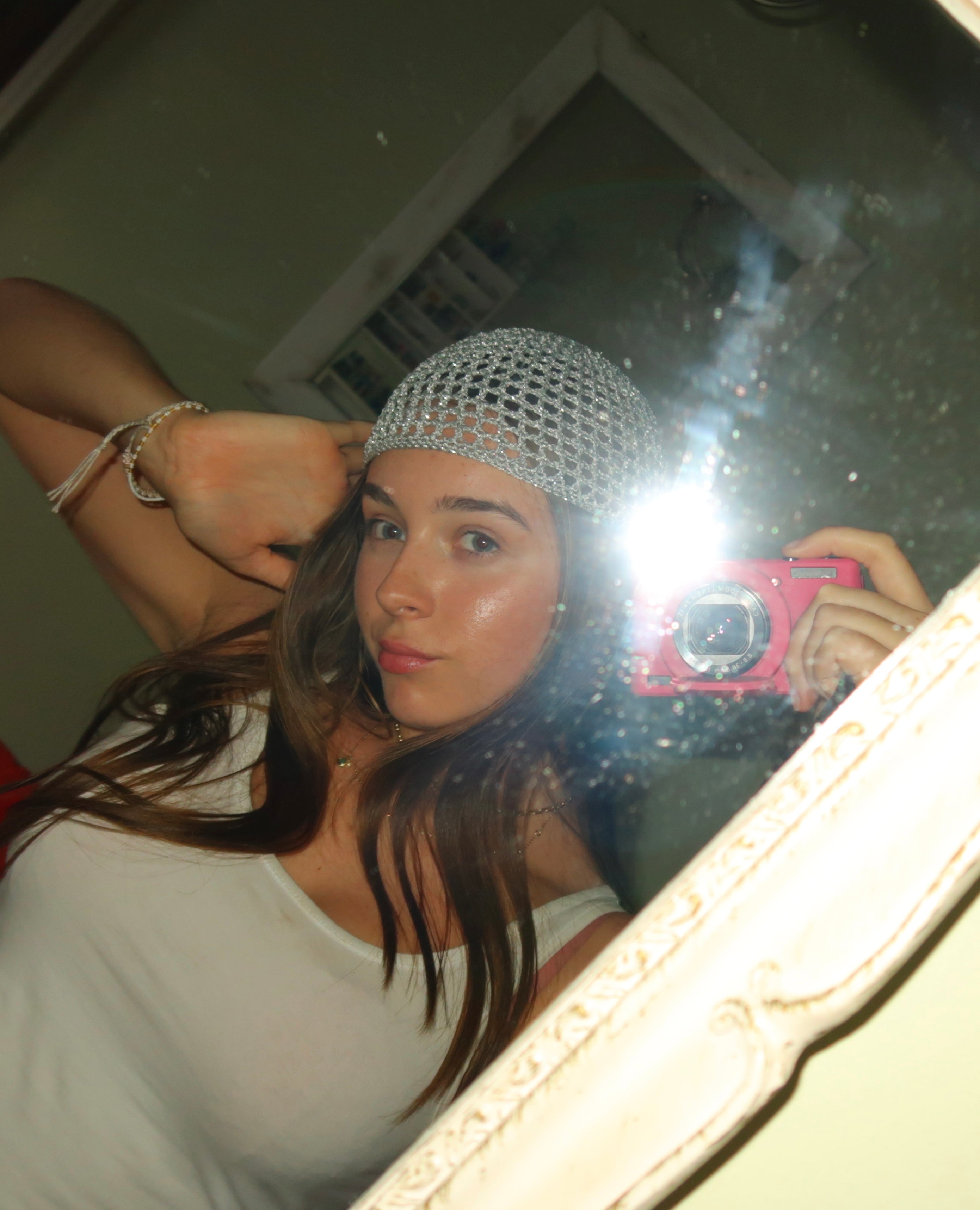 Silver sparkly mesh hat