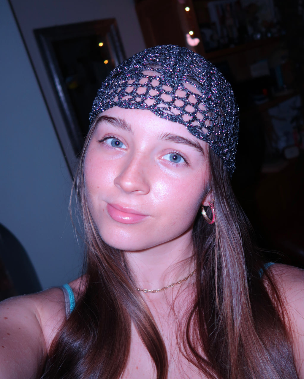 Black/silver fully detailed mesh hat