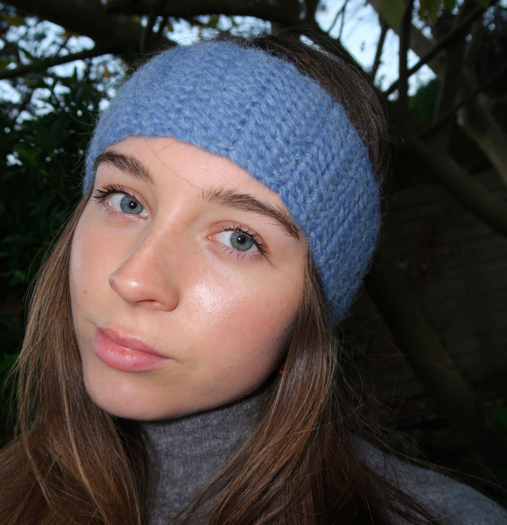 Blue crochet headband