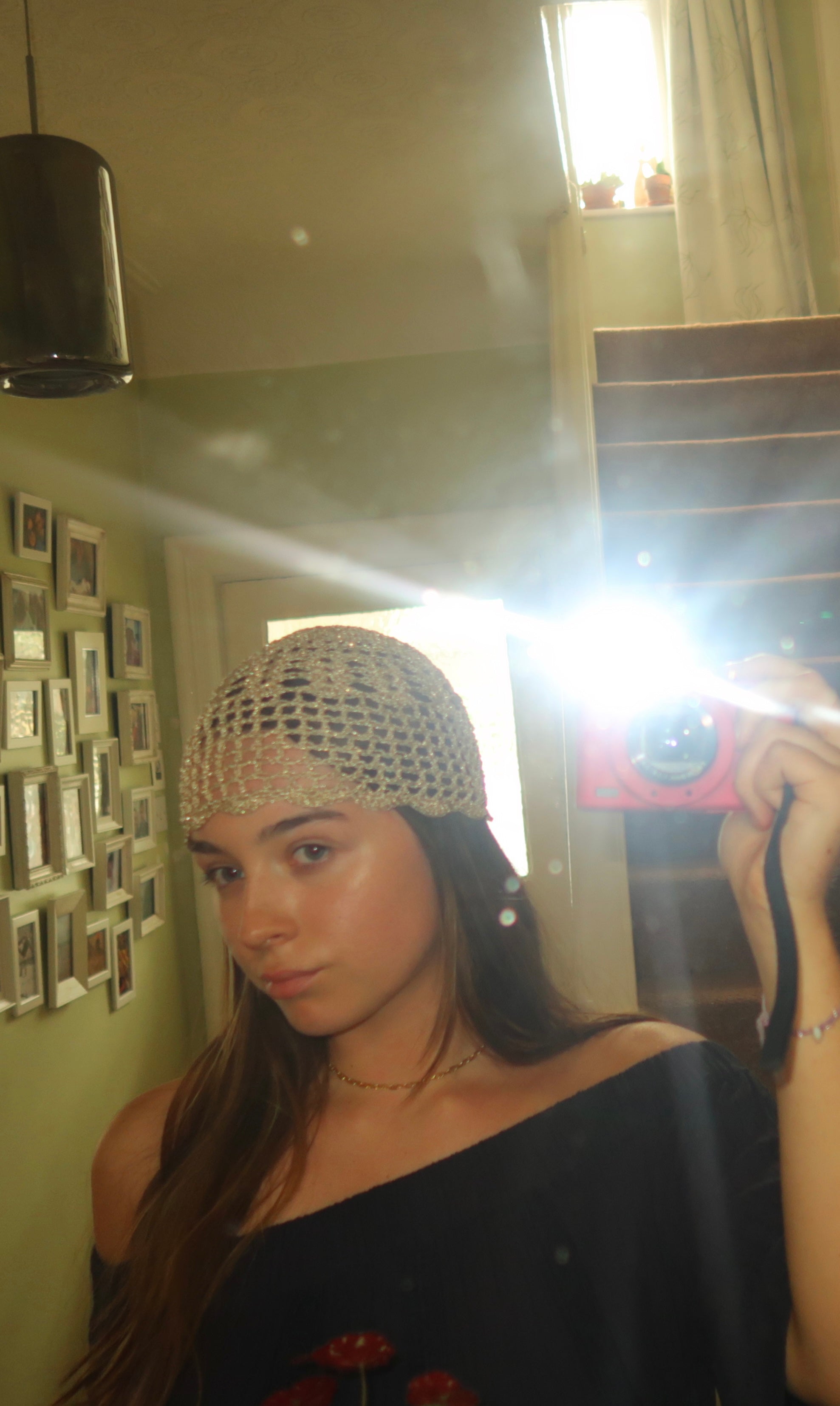 Gold detailed mesh hat