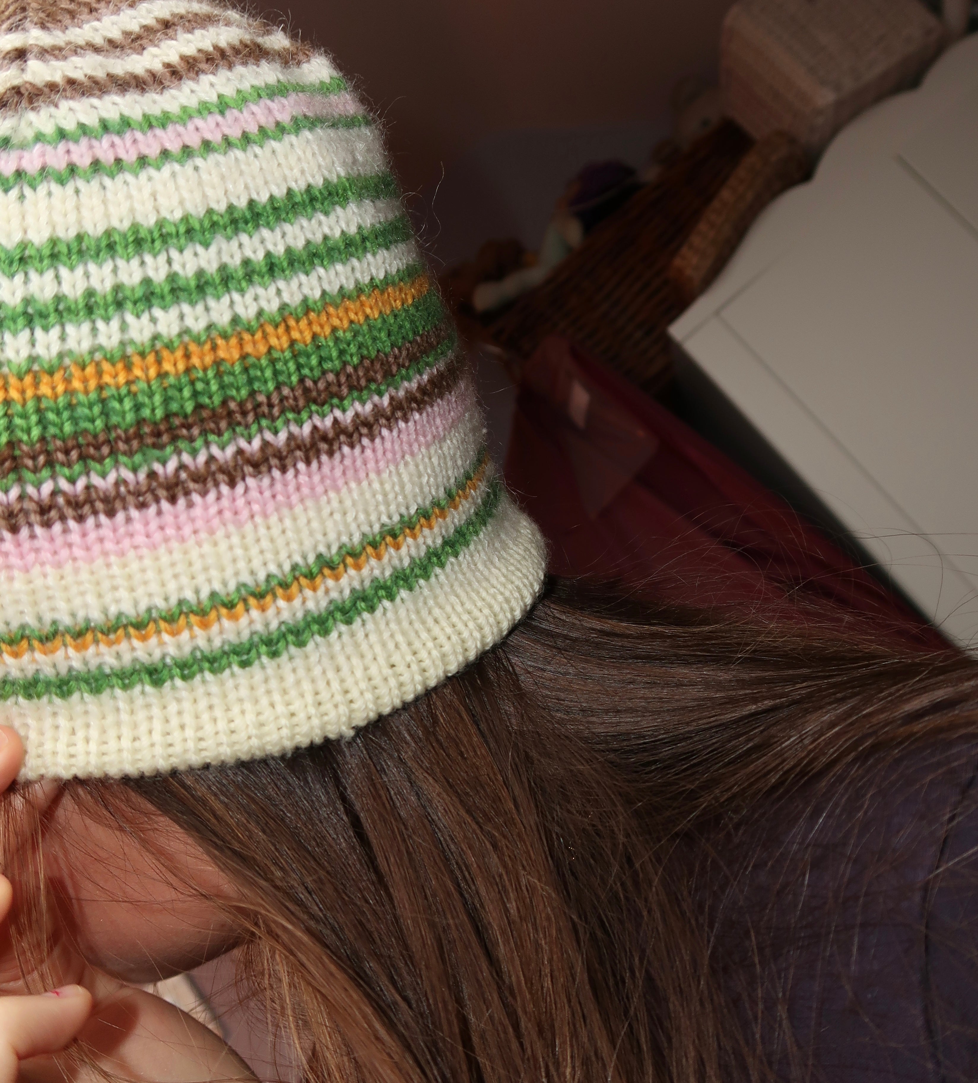 Reversible mixed striped beanie ( earthy colours )
