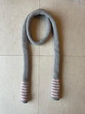 Grey and pink striped skinny scarf