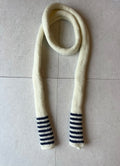 Cream and navy striped skinny scarf