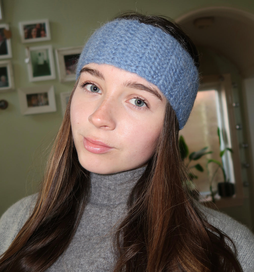 Blue crochet headband