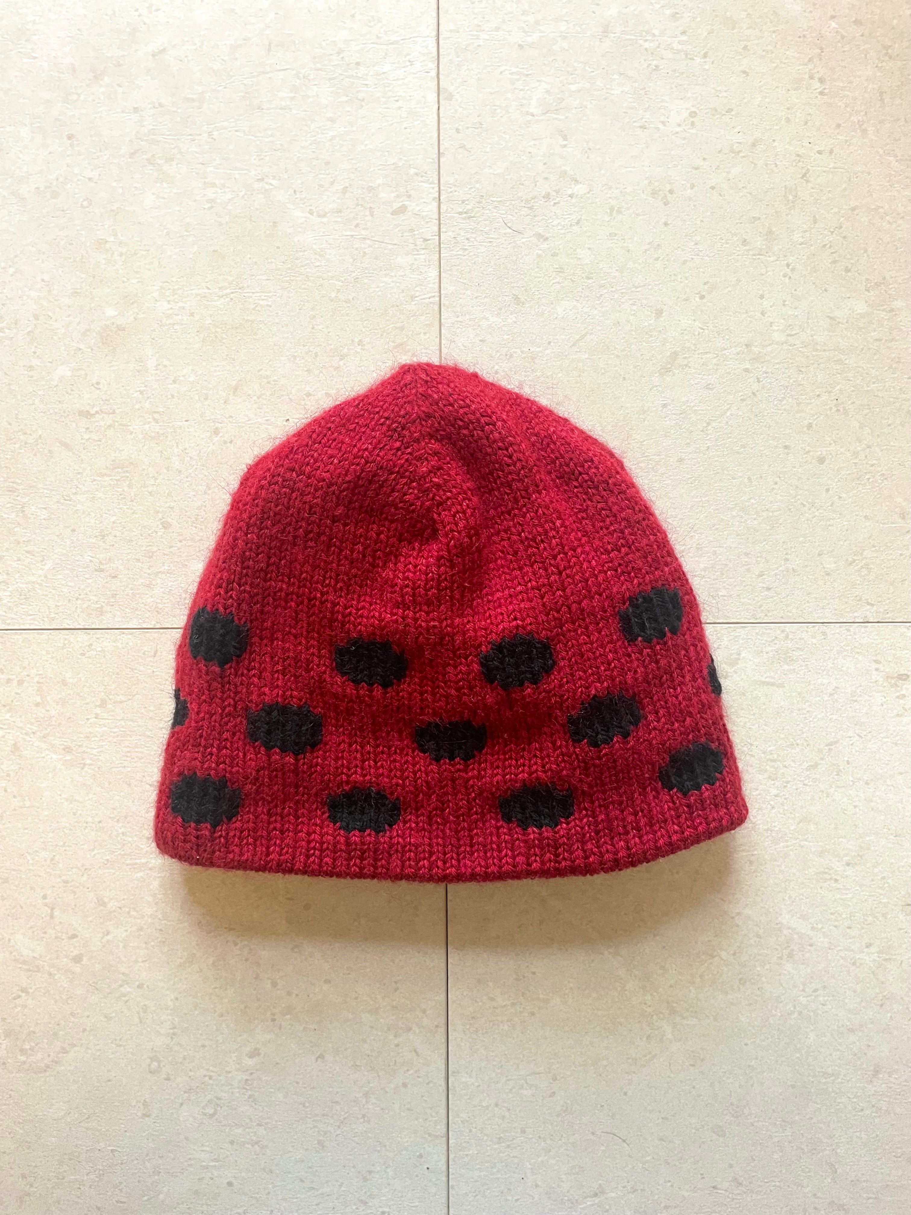 Red and black polka dot beanie