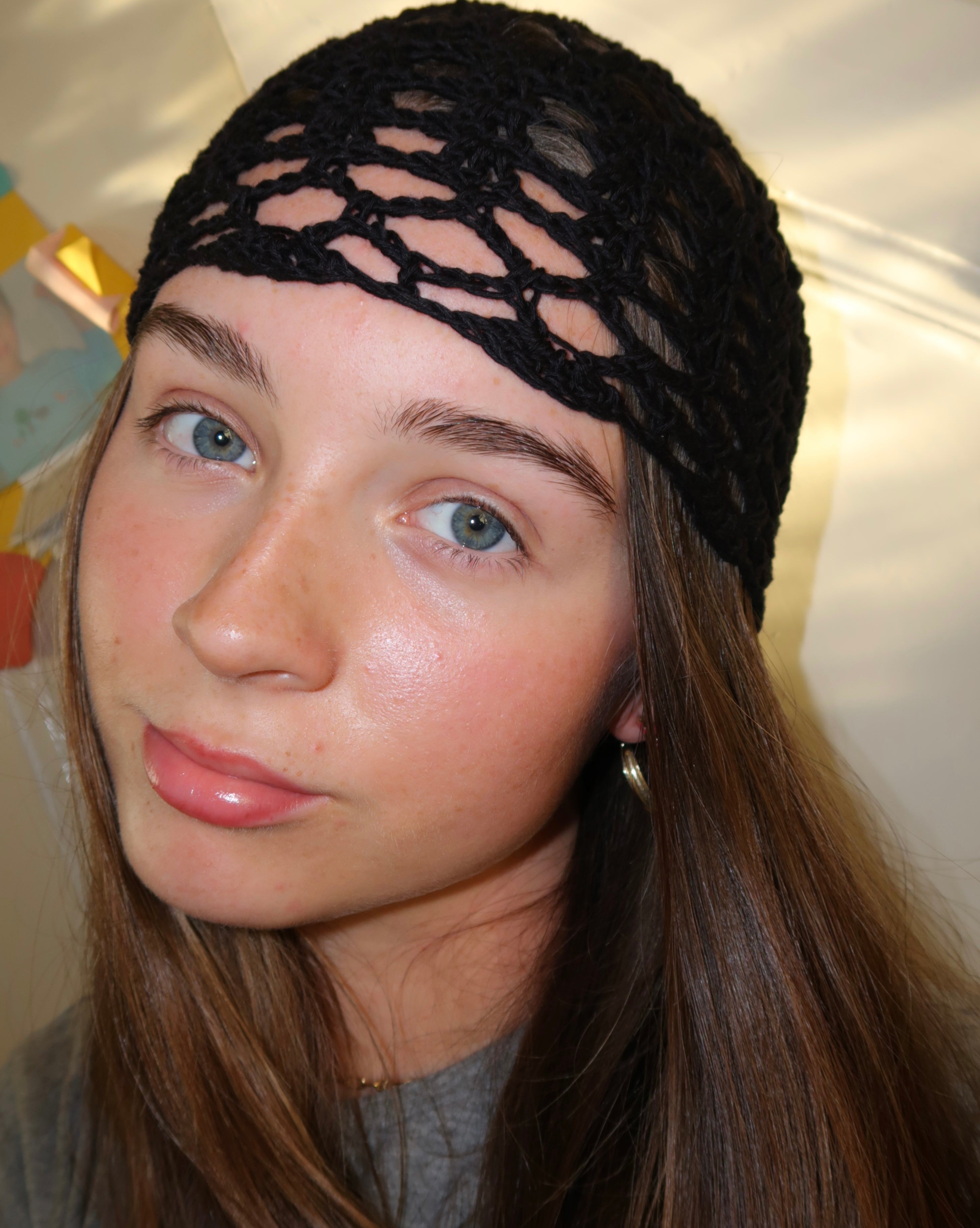 Black cotton mesh hat