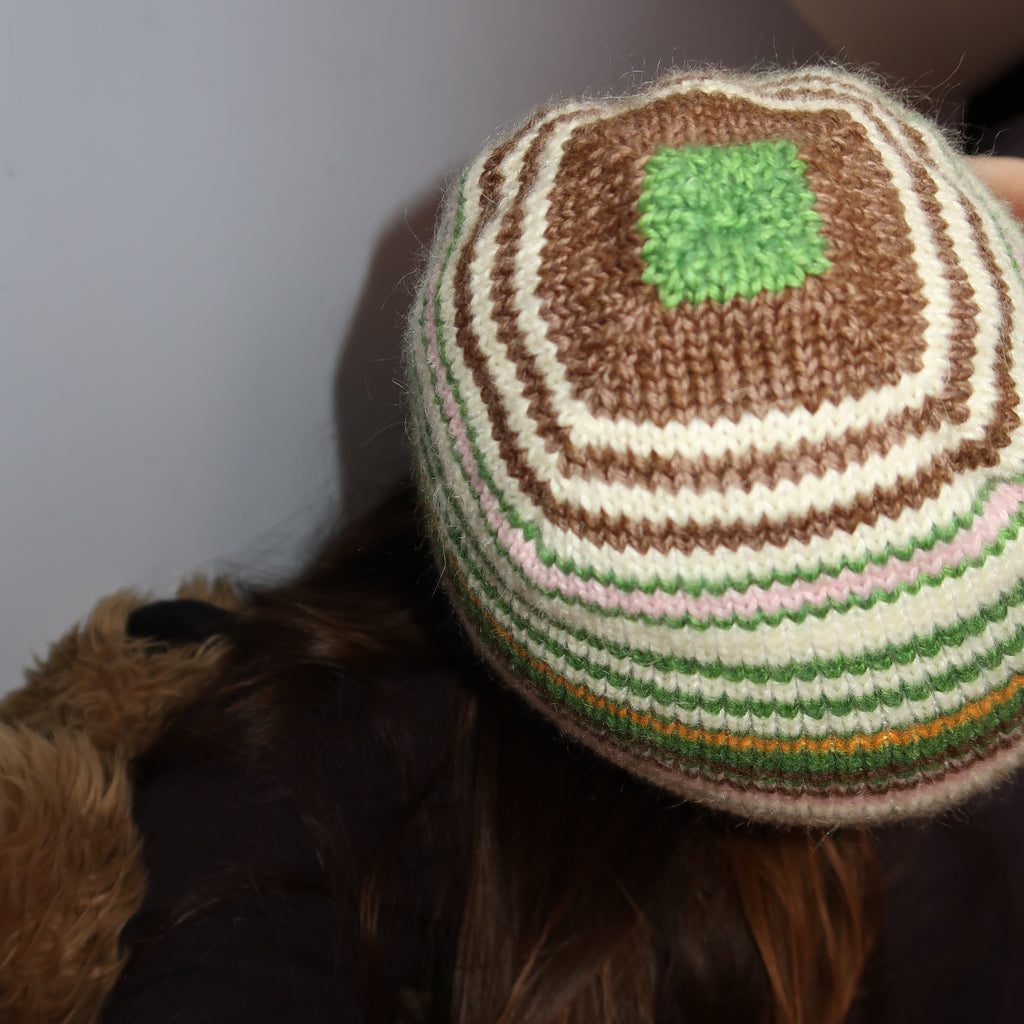 Reversible mixed striped beanie ( earthy colours )