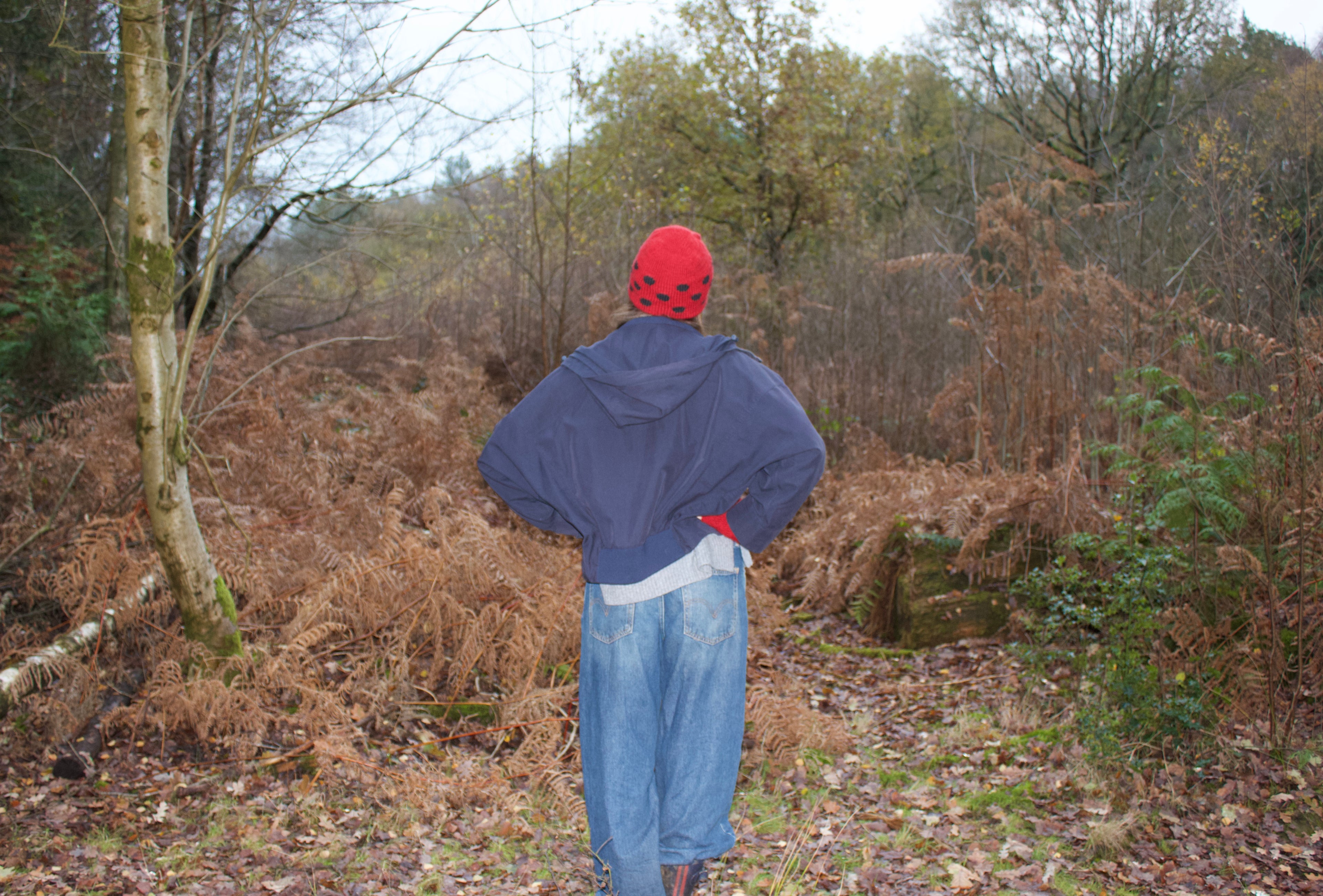 Red and black polka dot beanie