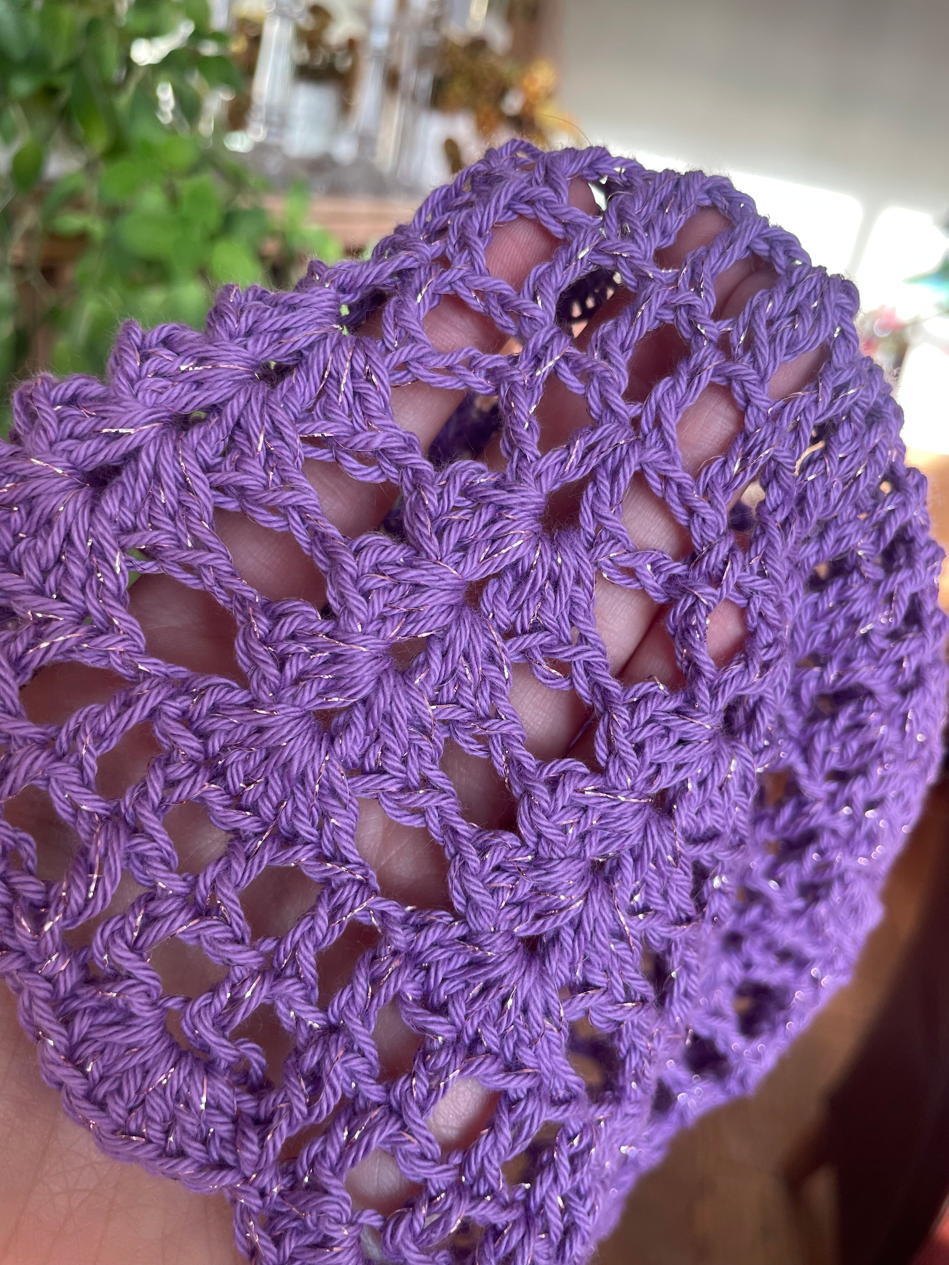 Purple sparkly mesh hat