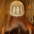 Gold fully detailed crochet mesh hat