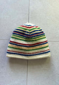 Reversible multi coloured striped beanie