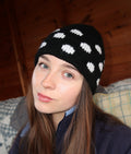 Black and white polka dot beanie