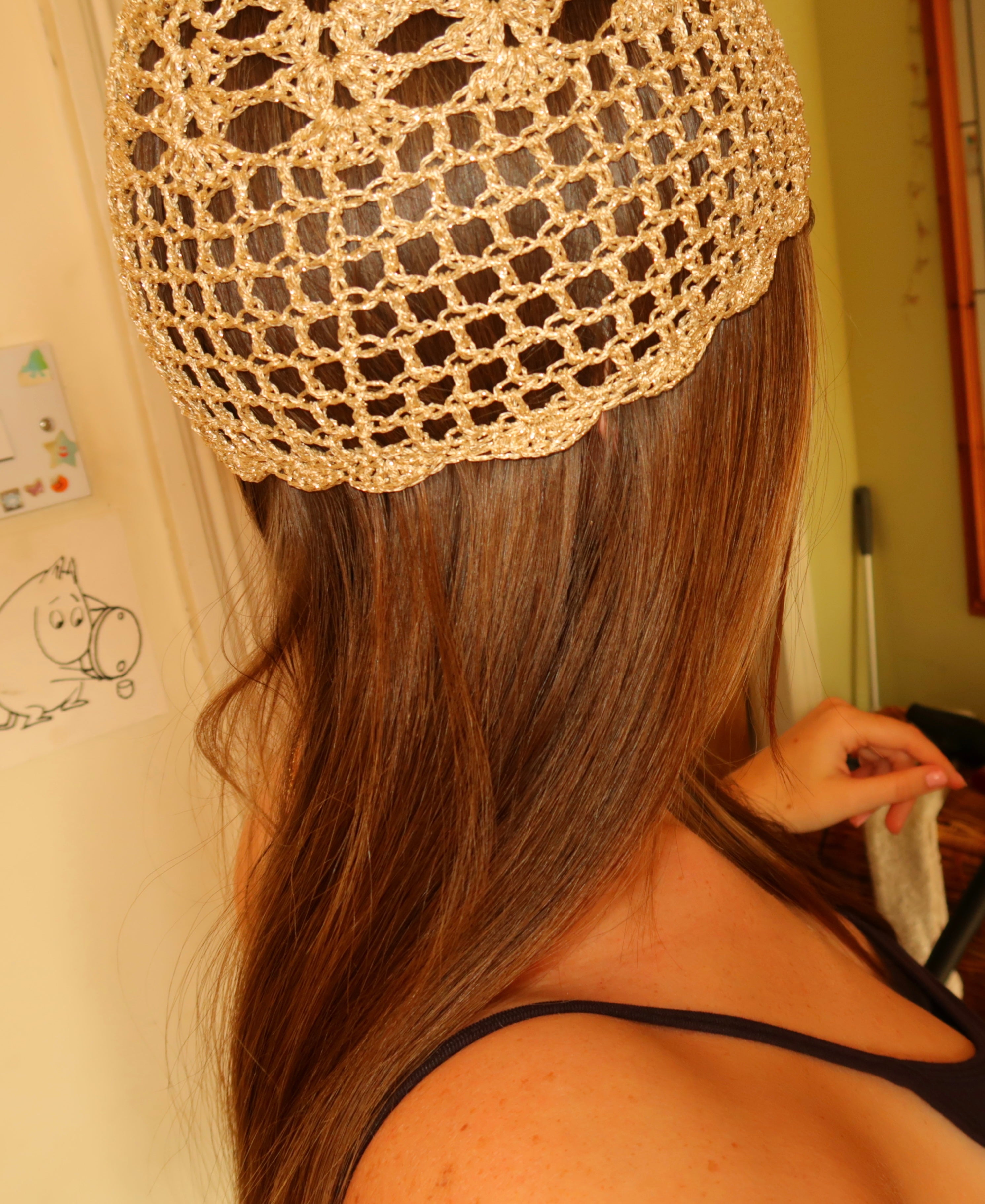 Gold detailed mesh hat