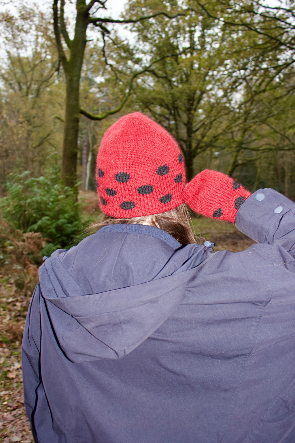 Red and black polka dot beanie