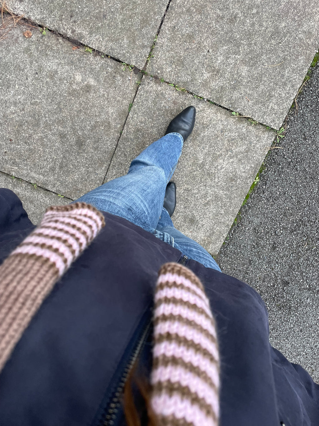 Brown and pink striped skinny scarf