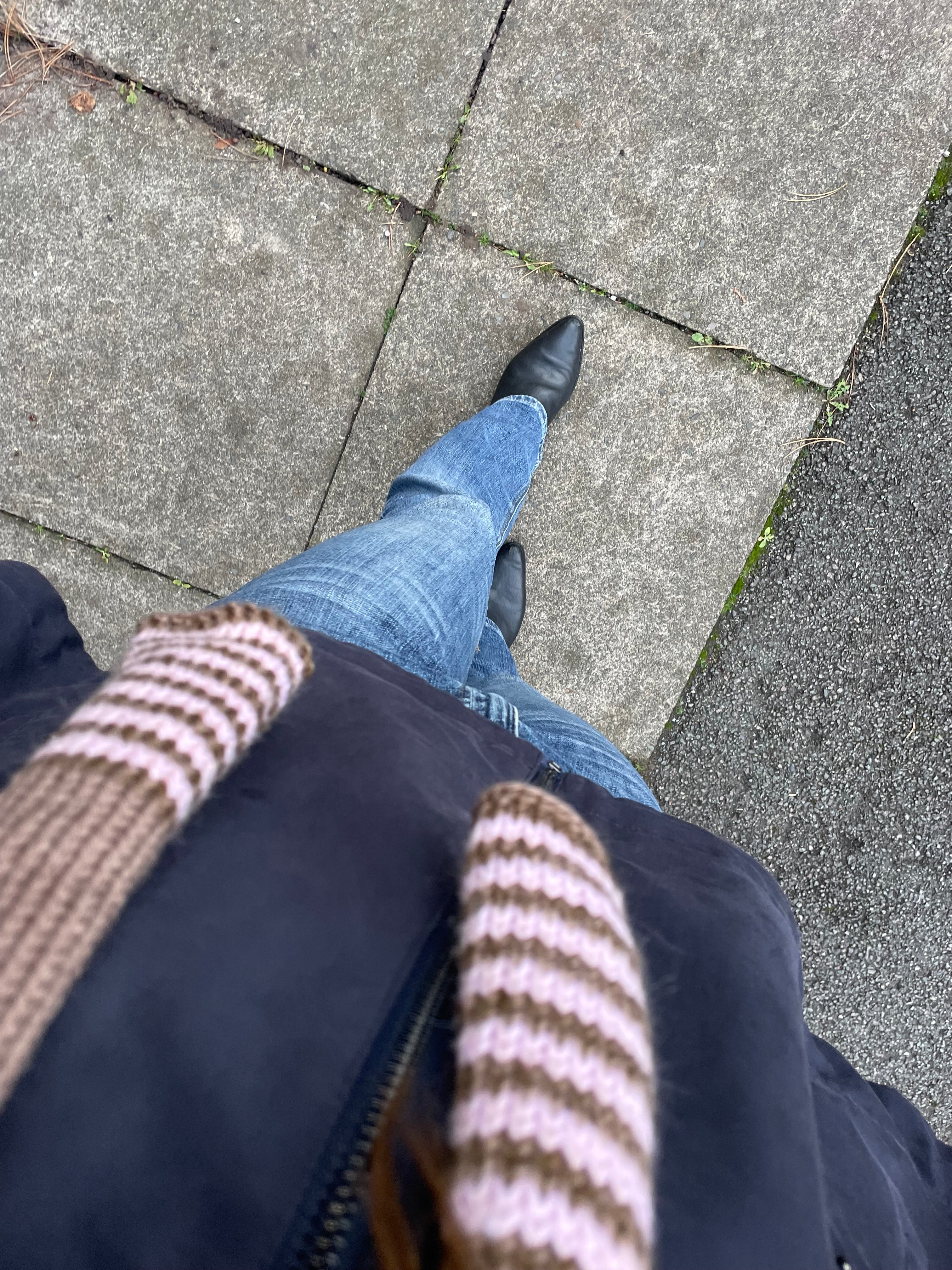 Brown and pink striped skinny scarf