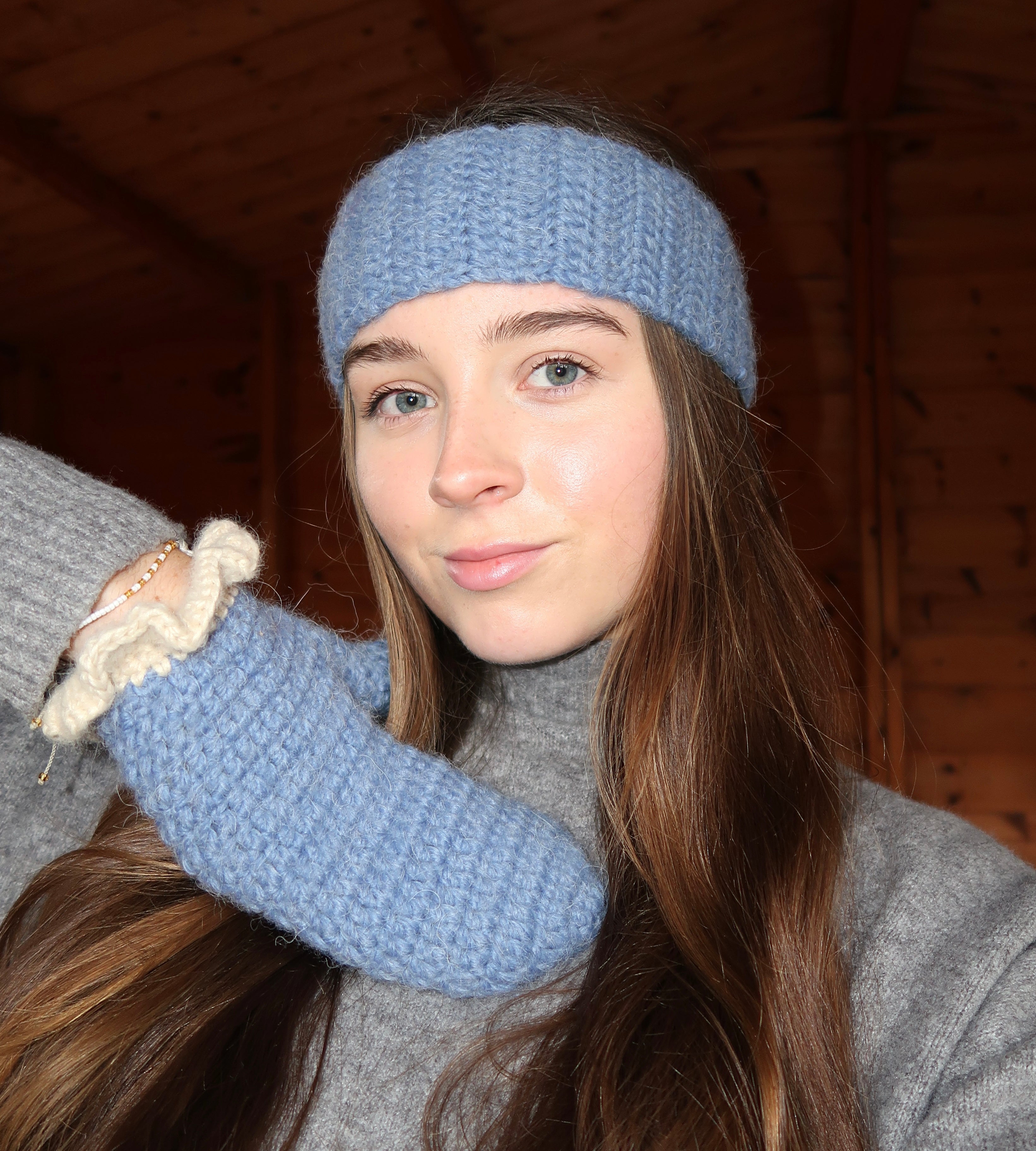 Blue crochet headband